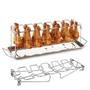 14 Slots Stainless Steel Barbecue Drumsticks Holder Smoker Stand