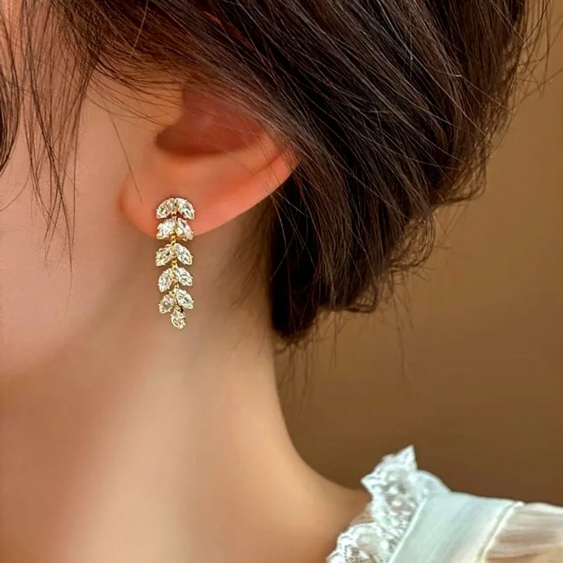 14K Gold-Plated Exquisite Long Wheat Tassel Earrings