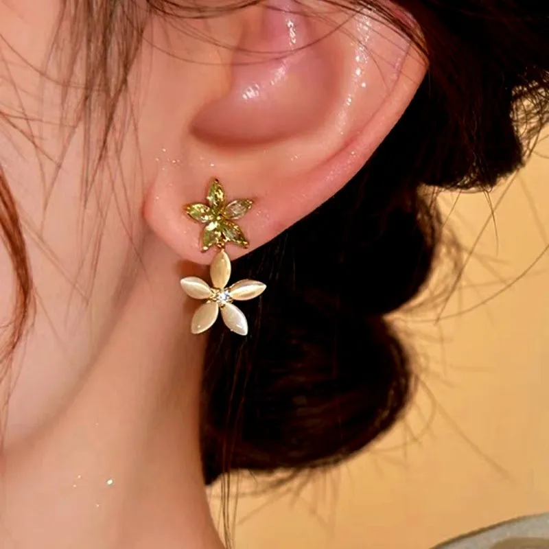 14K Gold-Plated Exquisite Opal Petal Flower Earrings