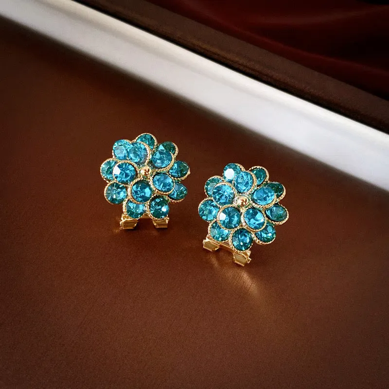 14k Gold-Plated Exquisite Zircon Flower Stud Earrings