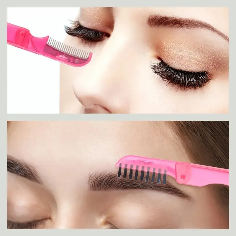 2 In 1 Portable Foldable Double-ended Eyelash Brush Eyelash Comb Eyebrow Comb Makeup Tools Beauty Tool For Woman Girl