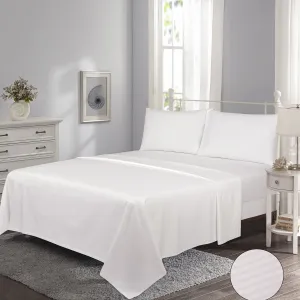 300 Thread Count Satin Stripe Flat Sheet - White - Super King