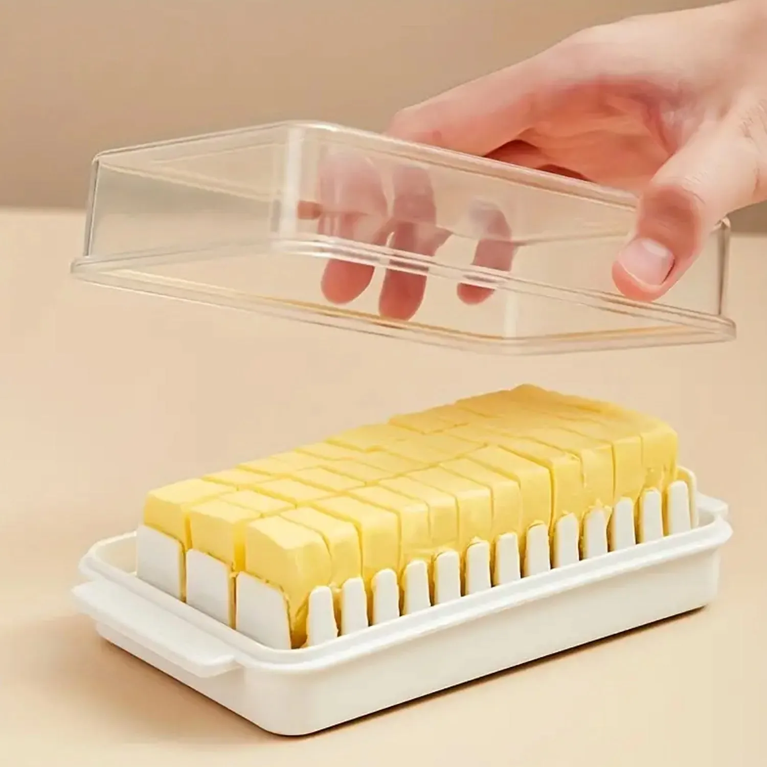 5848 Butter storage box with slicer for easy cutting,cheese butter organizer dispenser for kitchen refrigerator,Transparent plastic butter box with lid,butter cutter slicer storage tray (1 Pc)