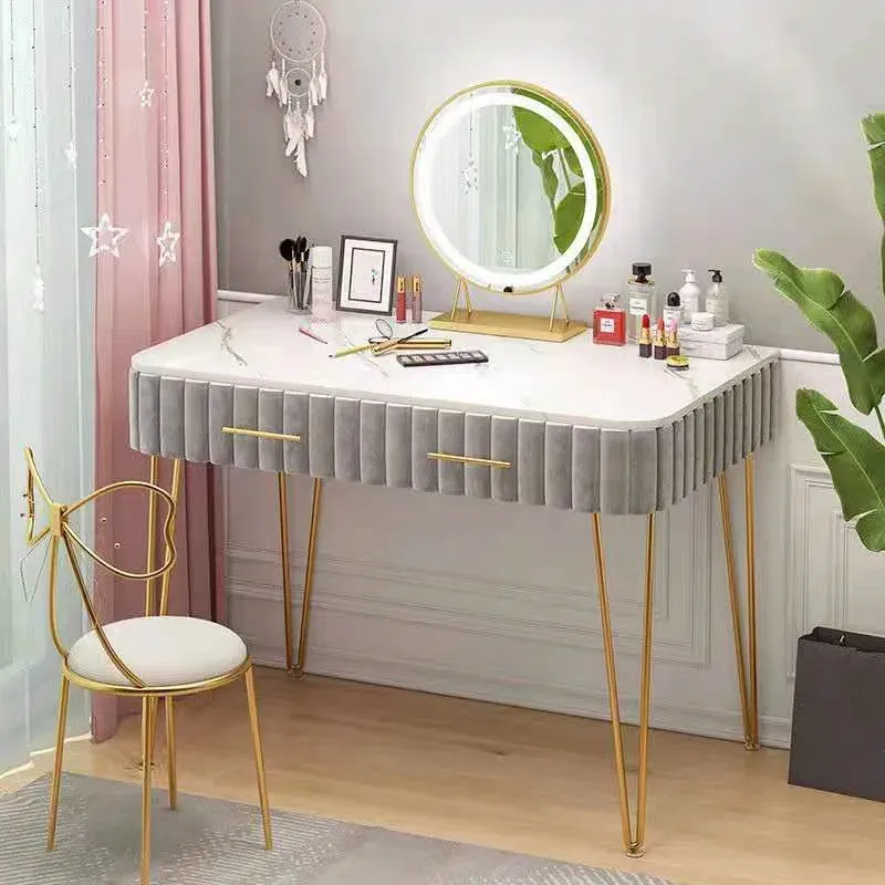 60/80cm Marble Dressing Table Vanity Cabinet Chair