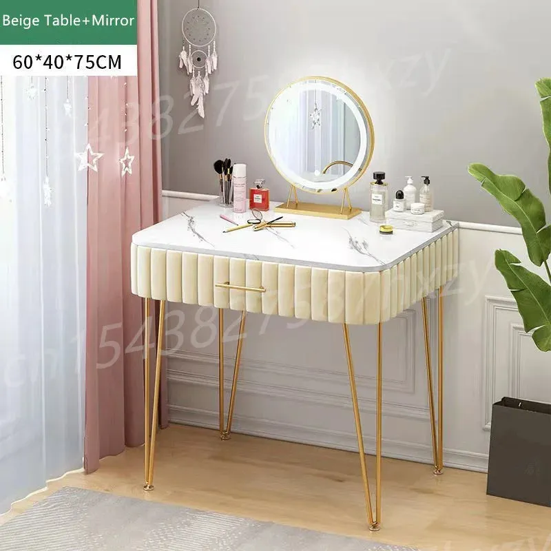 60/80cm Marble Dressing Table Vanity Cabinet Chair