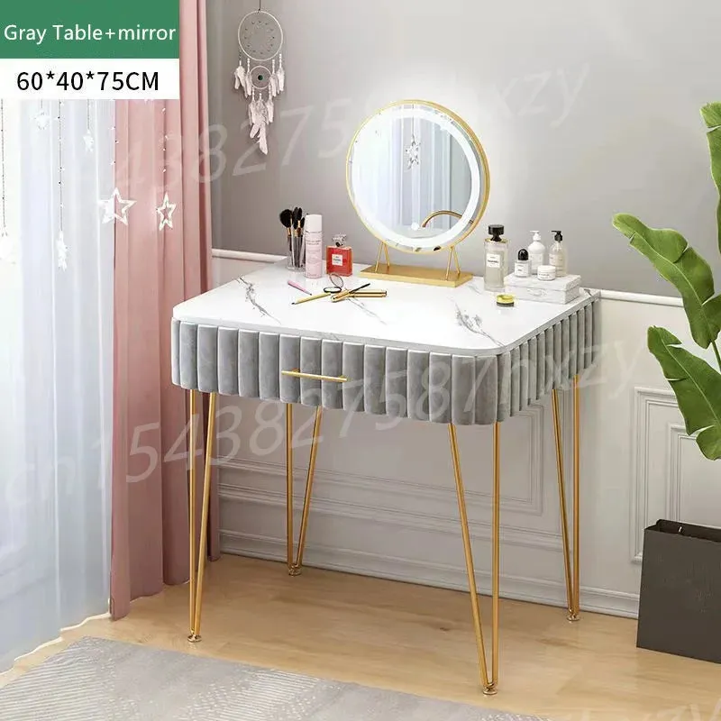 60/80cm Marble Dressing Table Vanity Cabinet Chair