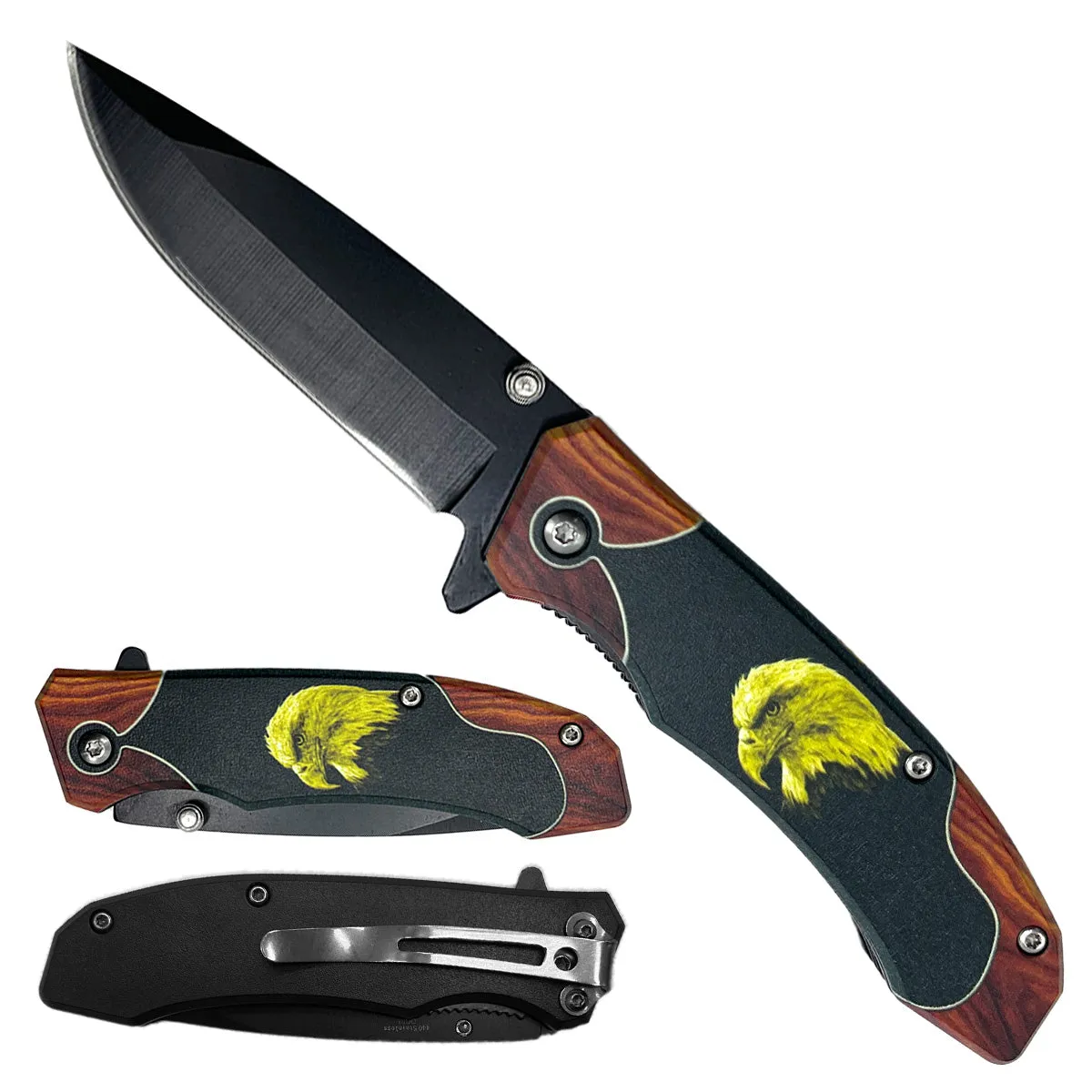 6.5" Pocket Knife ABS Eagle Print Handle