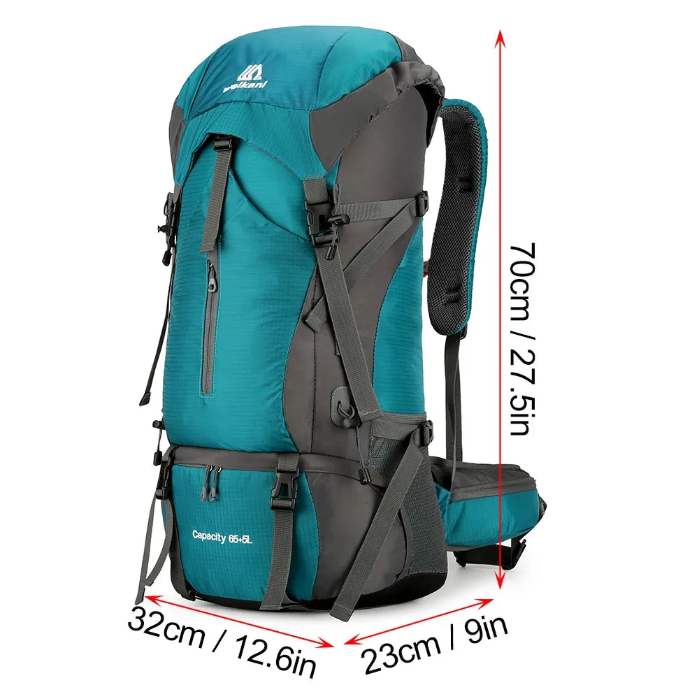 70L Camping Backpack With Rain Cover Outdoor Hiking and Travel.