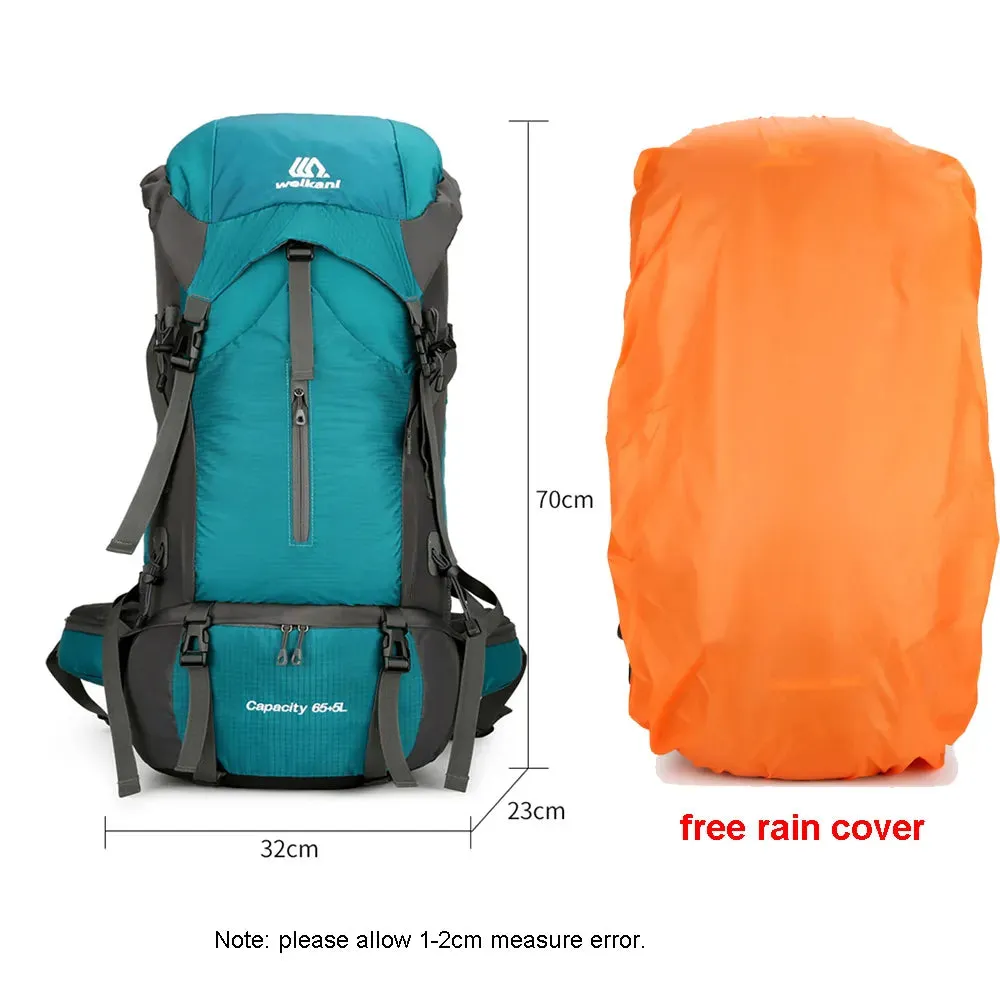 70L Camping Backpack With Rain Cover Outdoor Hiking and Travel.