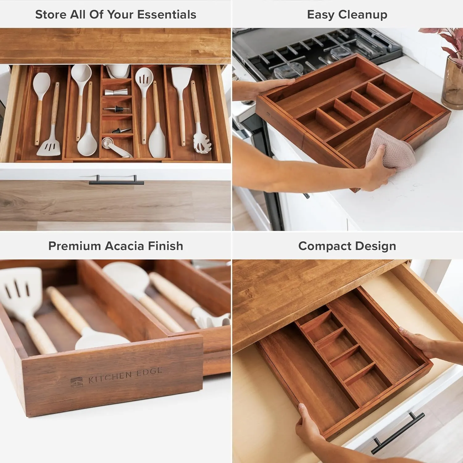 Acacia Utensils & Junk Drawer Organizer (Expands 15.75-28in)