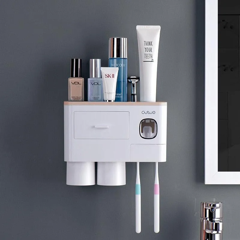 All-in-One Bathroom Organization Kit: Toothbrush Holder, Toothpaste Dispenser, and More