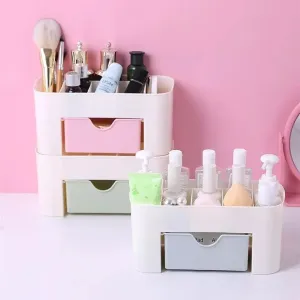 Amazing Double Layer Plastic Makeup Organizer Storage Box,  Cosmetic Drawer Jewellery Display Case, Desktop Container