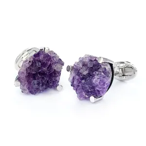 Amethyst Druzy Sterling Cufflinks