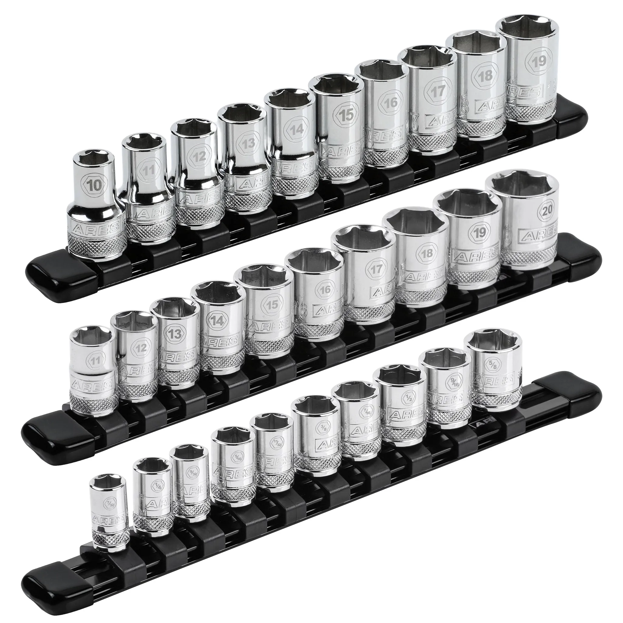 ARES 60078 - 3-Piece Black 9.84-Inch Aluminum Socket Rail Set