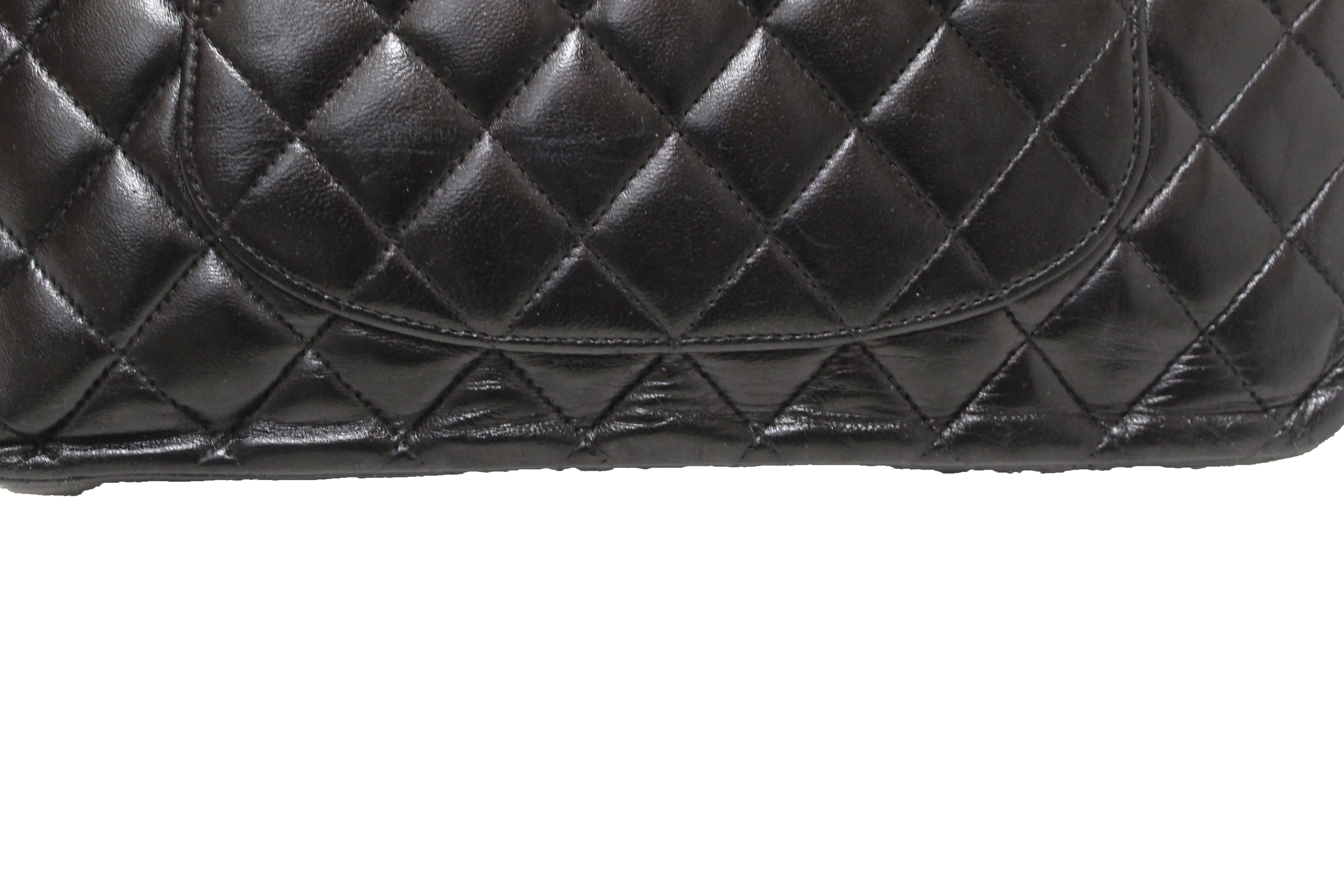 Authentic Chanel Quilted Black Lambskin Leather Classic Medium Flap Bag