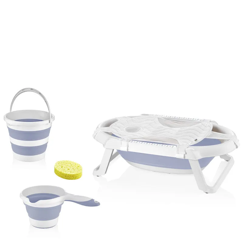 Babyjem 5-Piece Folding Bath Set for Babies, Newborn, Blue, 0 Months 