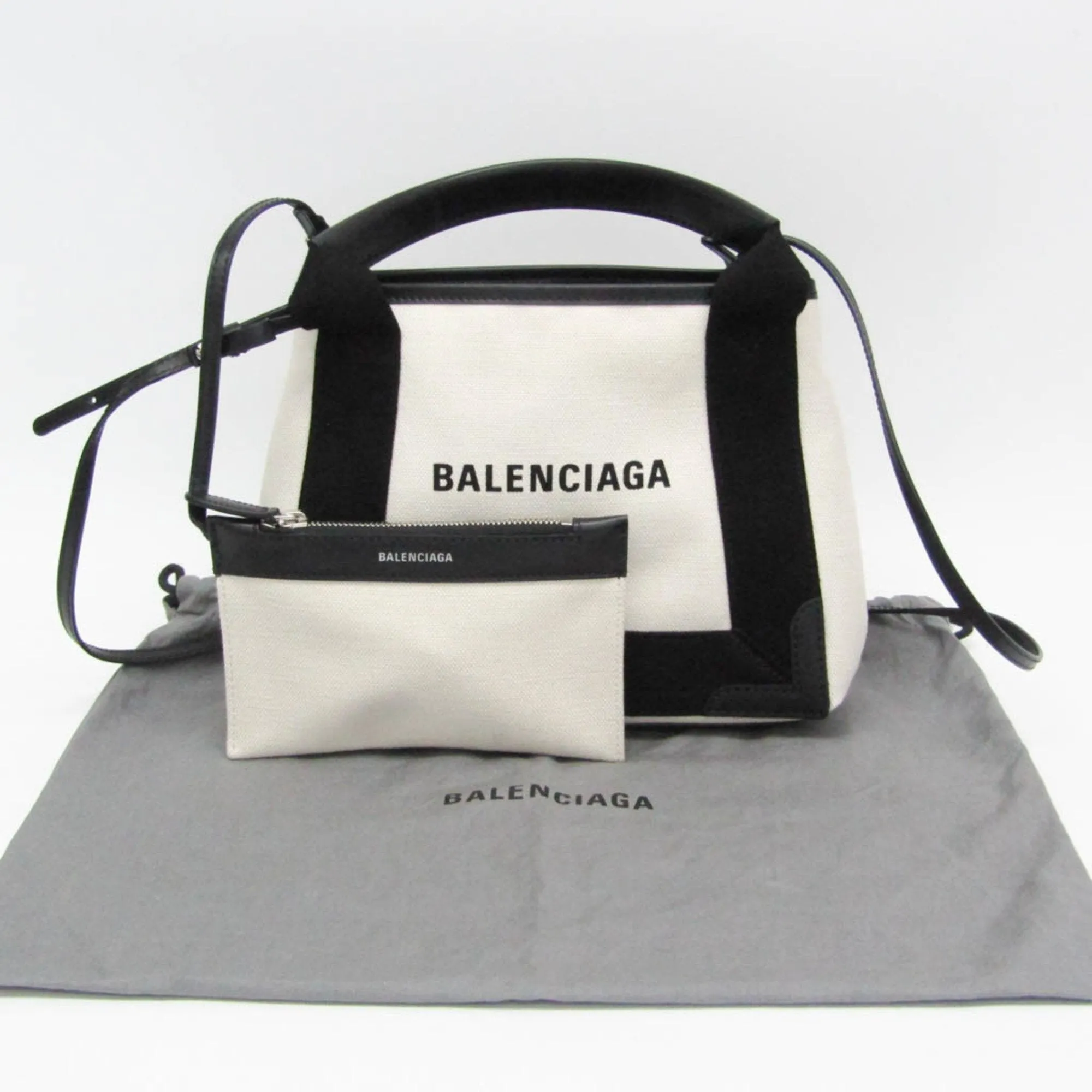 Balenciaga Navy Beige Canvas Bag