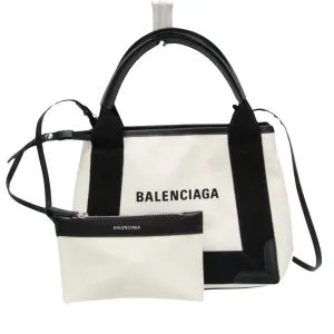 Balenciaga Navy Beige Canvas Bag