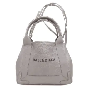 Balenciaga Navy Cabas Silver Leather Bag