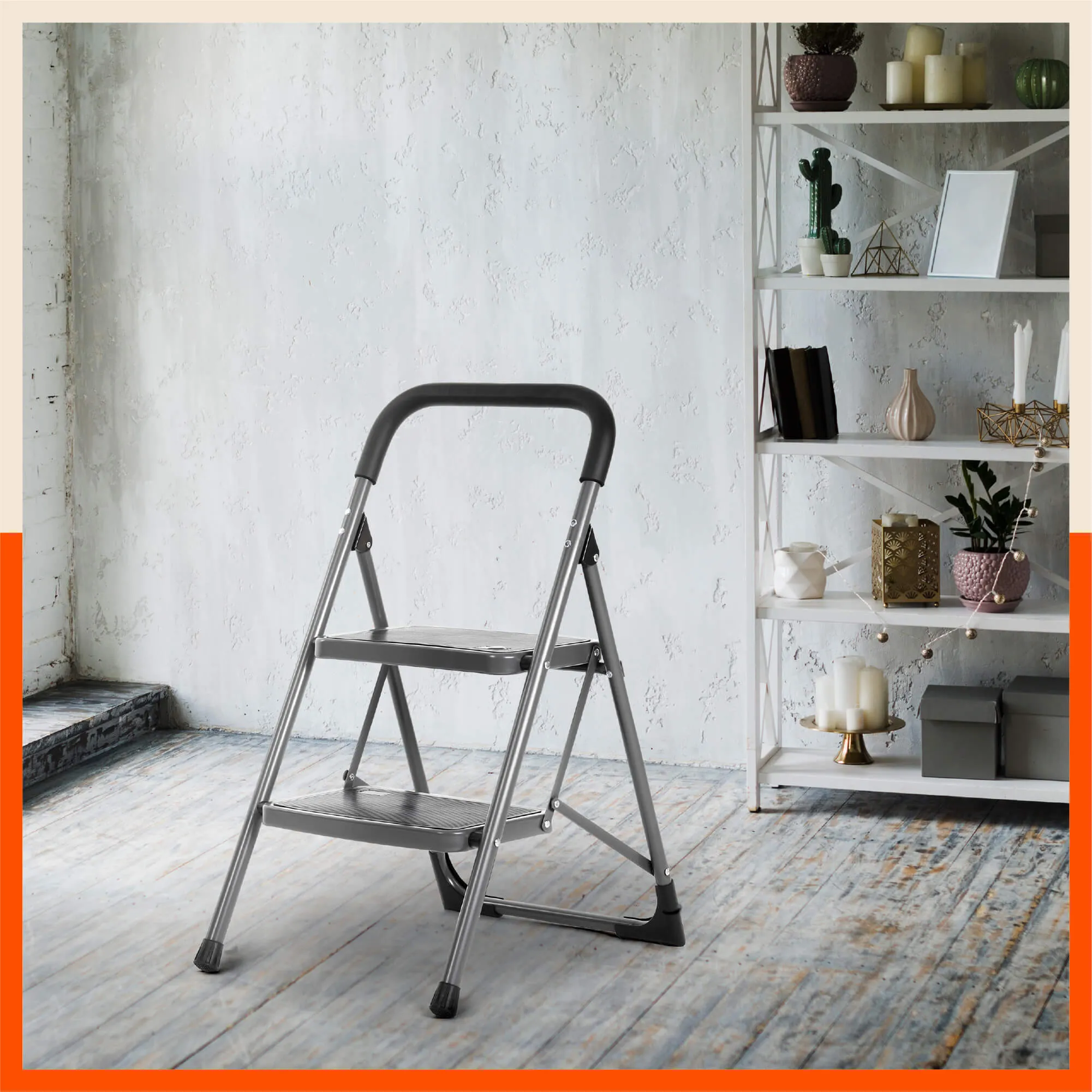 Bathla Boost 2 - Step Foldable Steel Ladder For Home