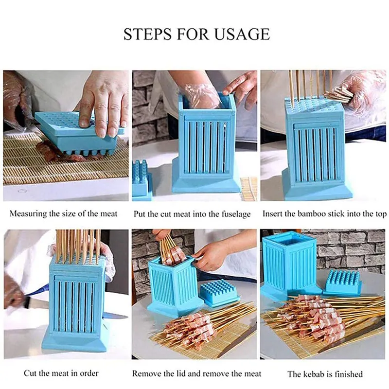 BBQ Skewer Meat Maker Meat Skewer Tool 49 Holes BBQ Box BBQ Skewer Box