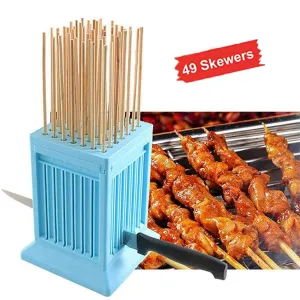 BBQ Skewer Meat Maker Meat Skewer Tool 49 Holes BBQ Box BBQ Skewer Box