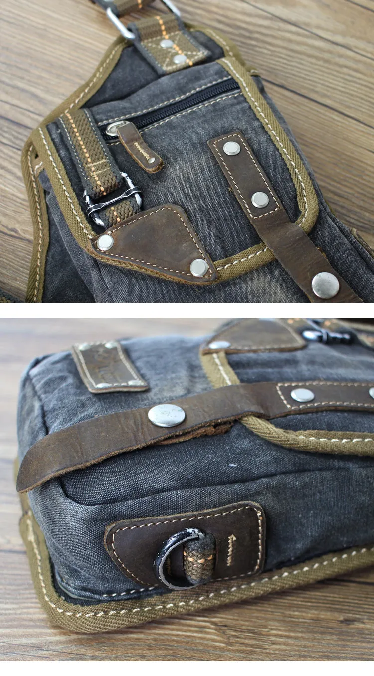 Black Denim Mens Small Shoulder Bag Sling bag Denim Chest Bag Sling Pack For Men