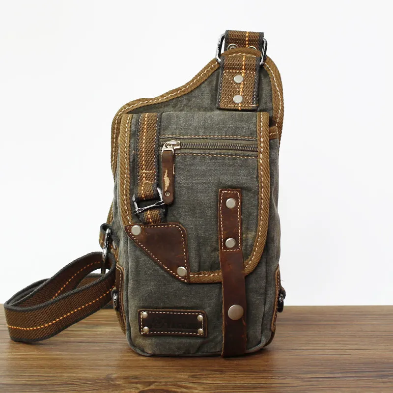 Black Denim Mens Small Shoulder Bag Sling bag Denim Chest Bag Sling Pack For Men