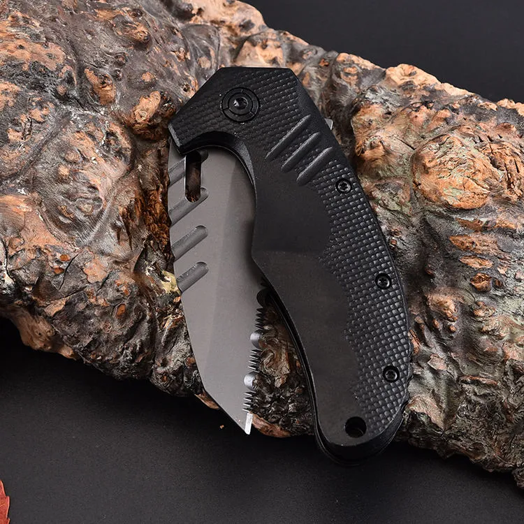 Black Foldable Stainless Steel Pocket Hunting Tactical Cheap Folding Knife Plastic Handle