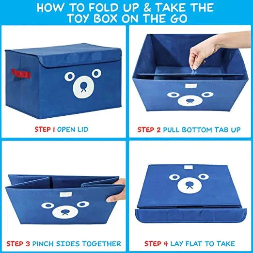 Cartoon Bear Foldable Storage Box - (Pack of 2)