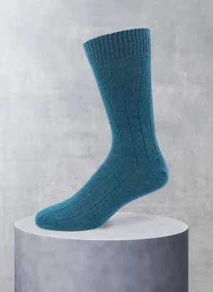 Cashmere Blend Rib Sock in Dark Teal