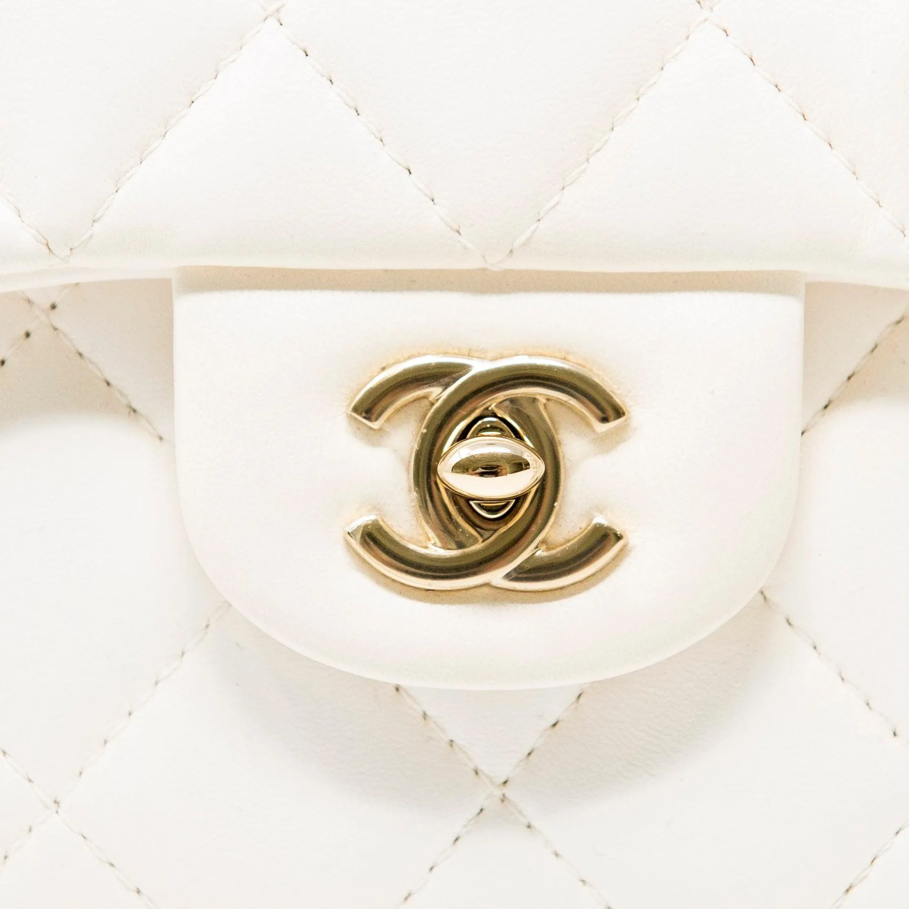 Chanel White Pearl Logo Mini Flap