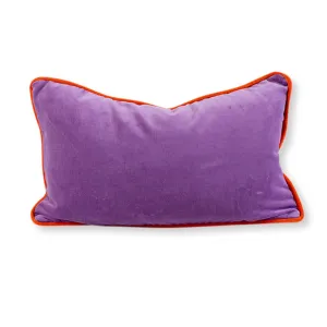 Charliss Velvet Lumbar Pillow | Lilac   Orange