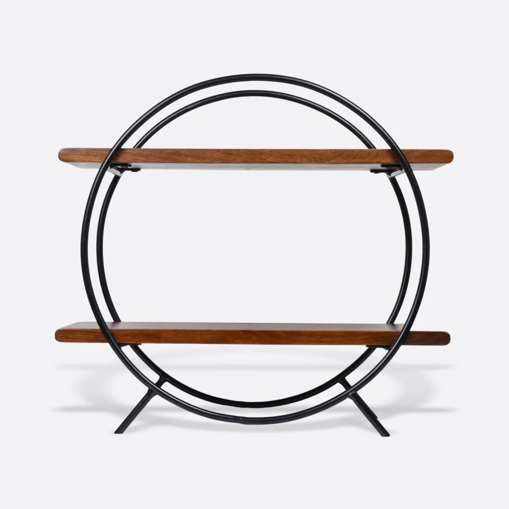 Circular Wooden Organizer with Black Frame