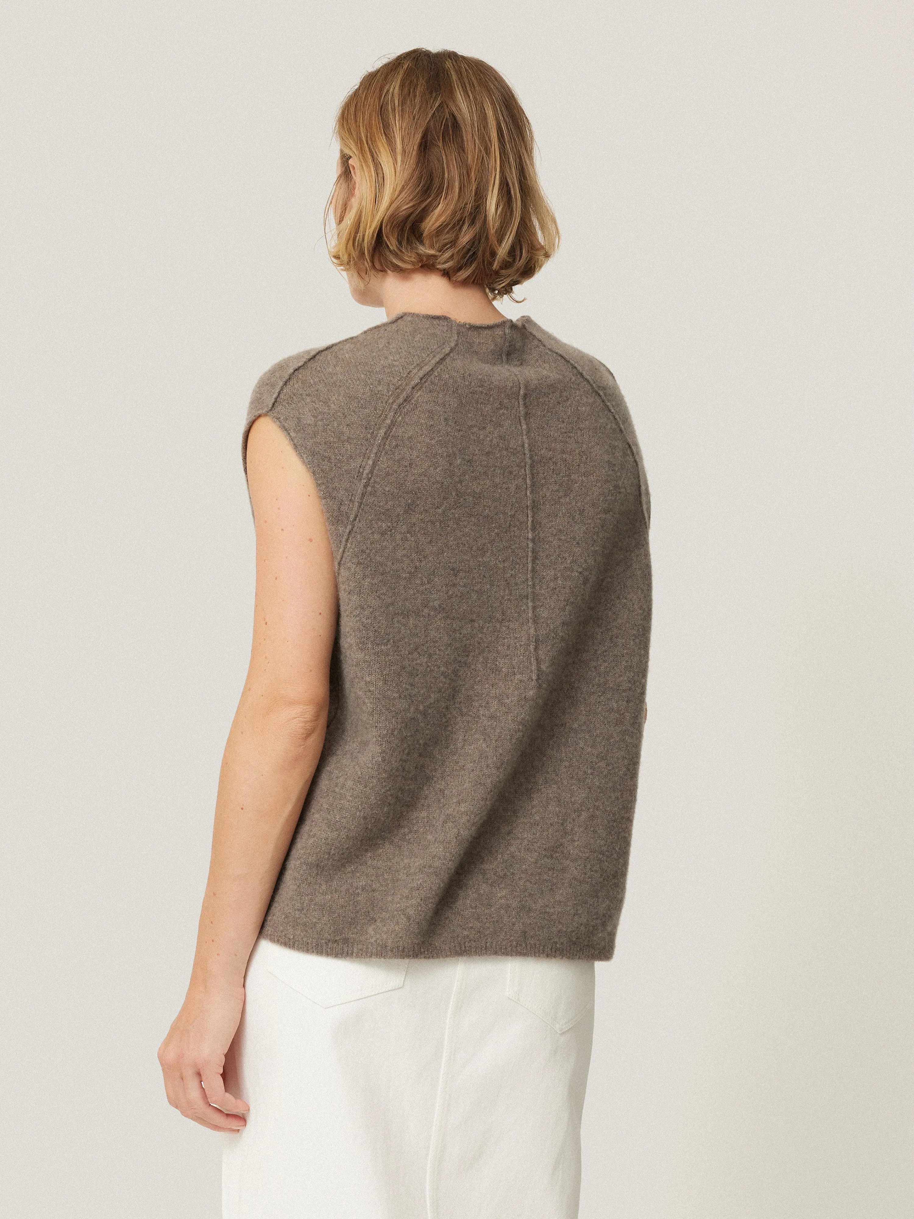 Cloud Cashmere Cap Sleeve Top | Taupe