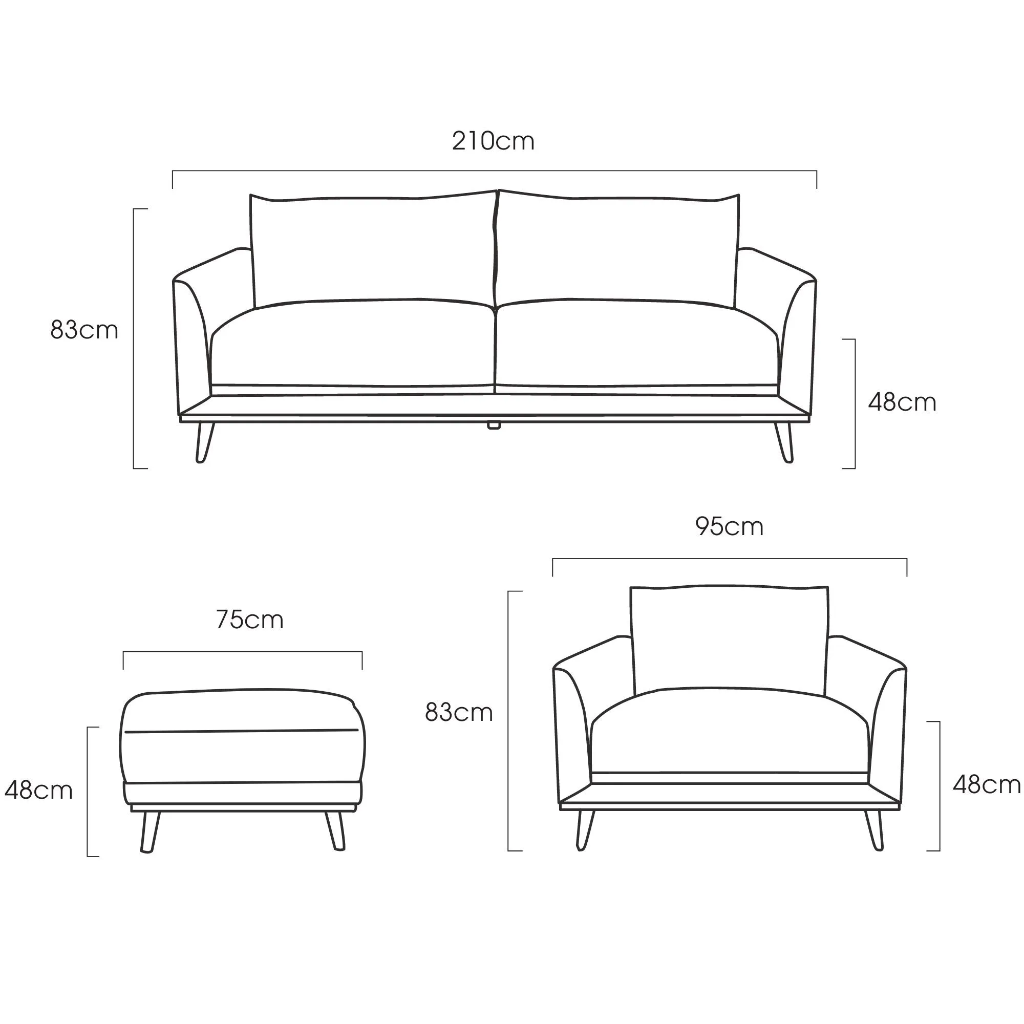 Colton 3-Seat Sofa - Charcoal