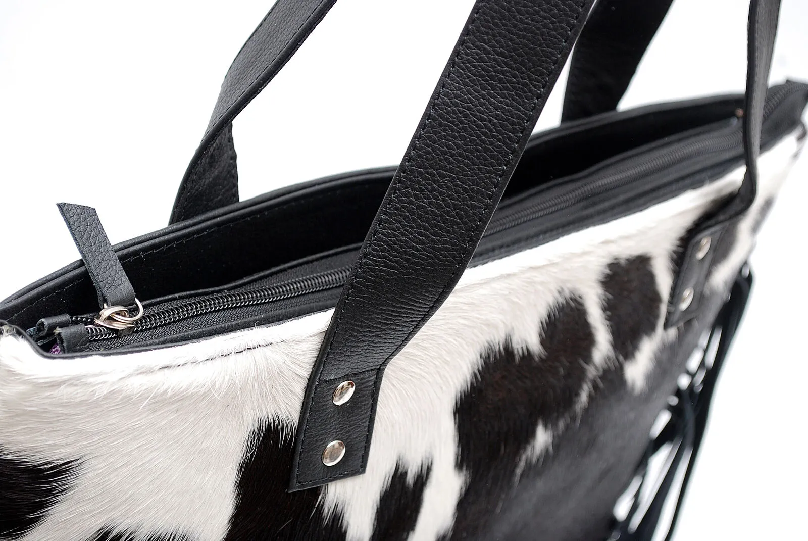 Cowhide Hospital Bag Black White