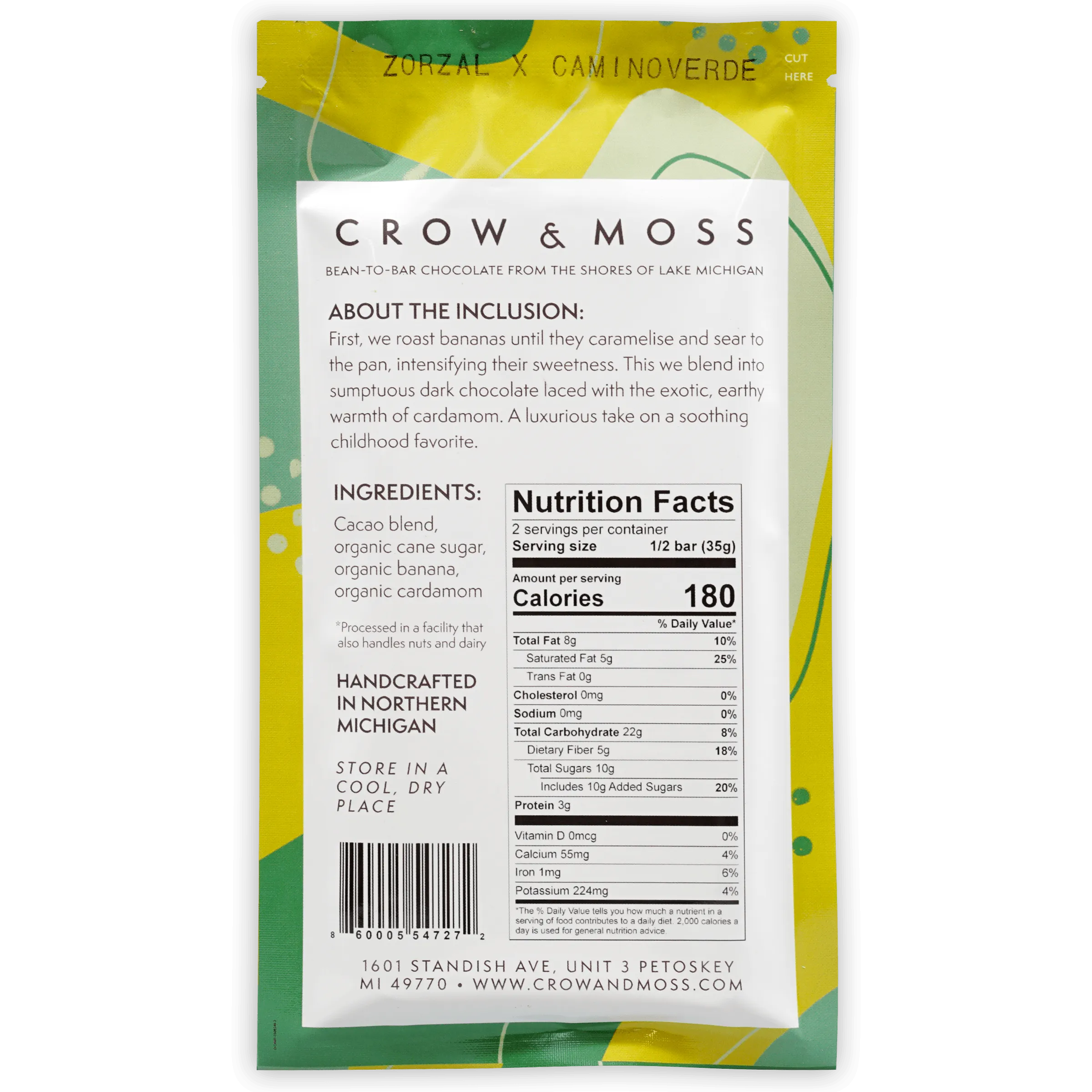 Crow & Moss Banana & Cardamom Brulee 65%