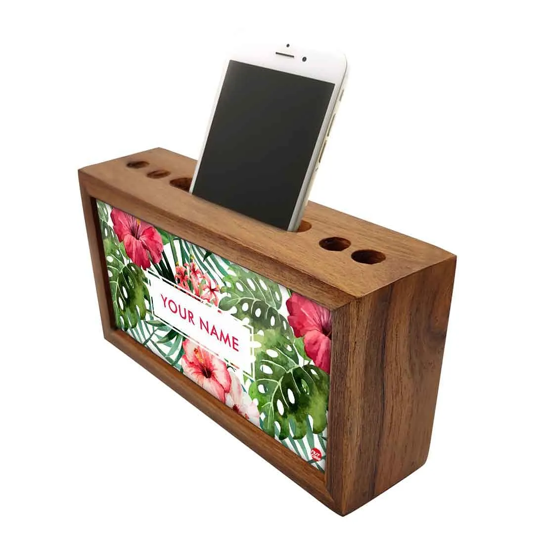 Custom Wood office organizer - Hibiscus