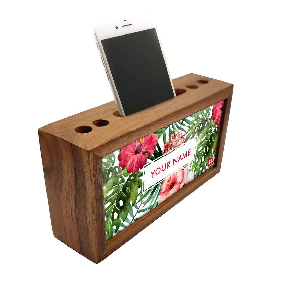 Custom Wood office organizer - Hibiscus