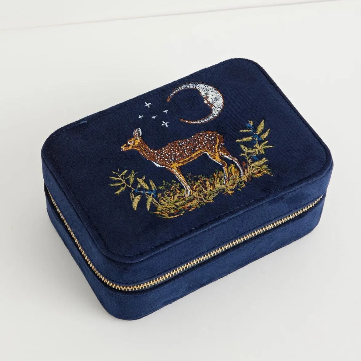 Deer & Moon Emroidered Large Jewelry Box