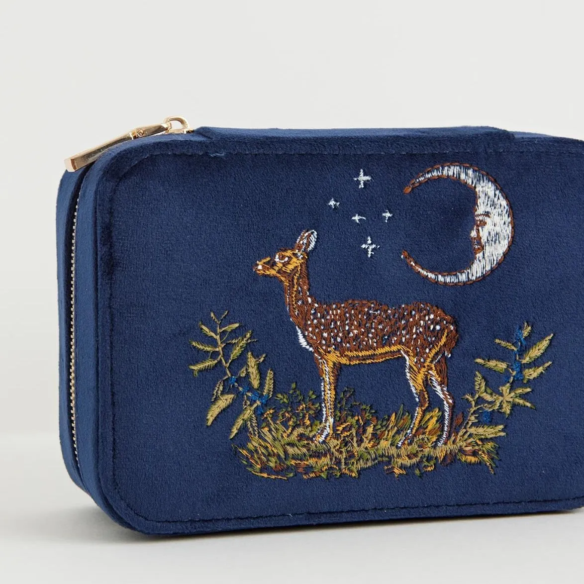 Deer & Moon Emroidered Large Jewelry Box