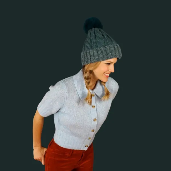 Denim Freya Bobble Hat {clearance}