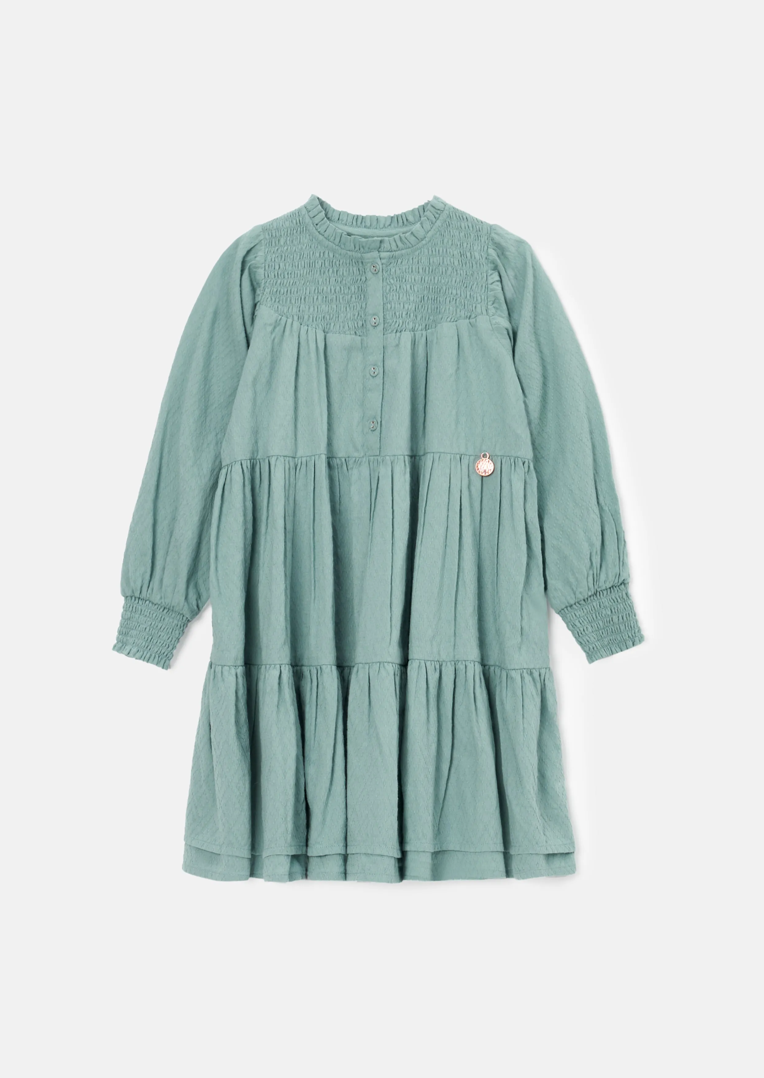 Ellerie Green Textured Tiered Dress