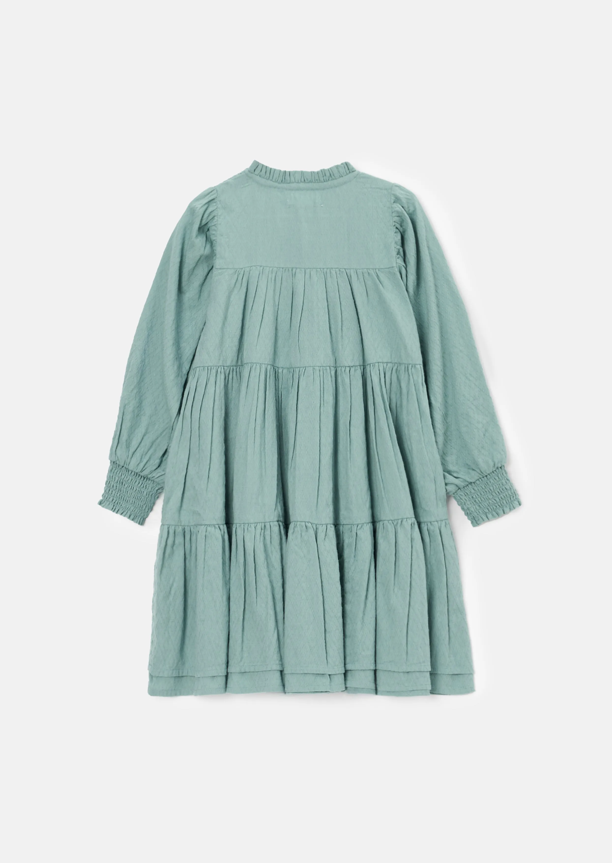 Ellerie Green Textured Tiered Dress