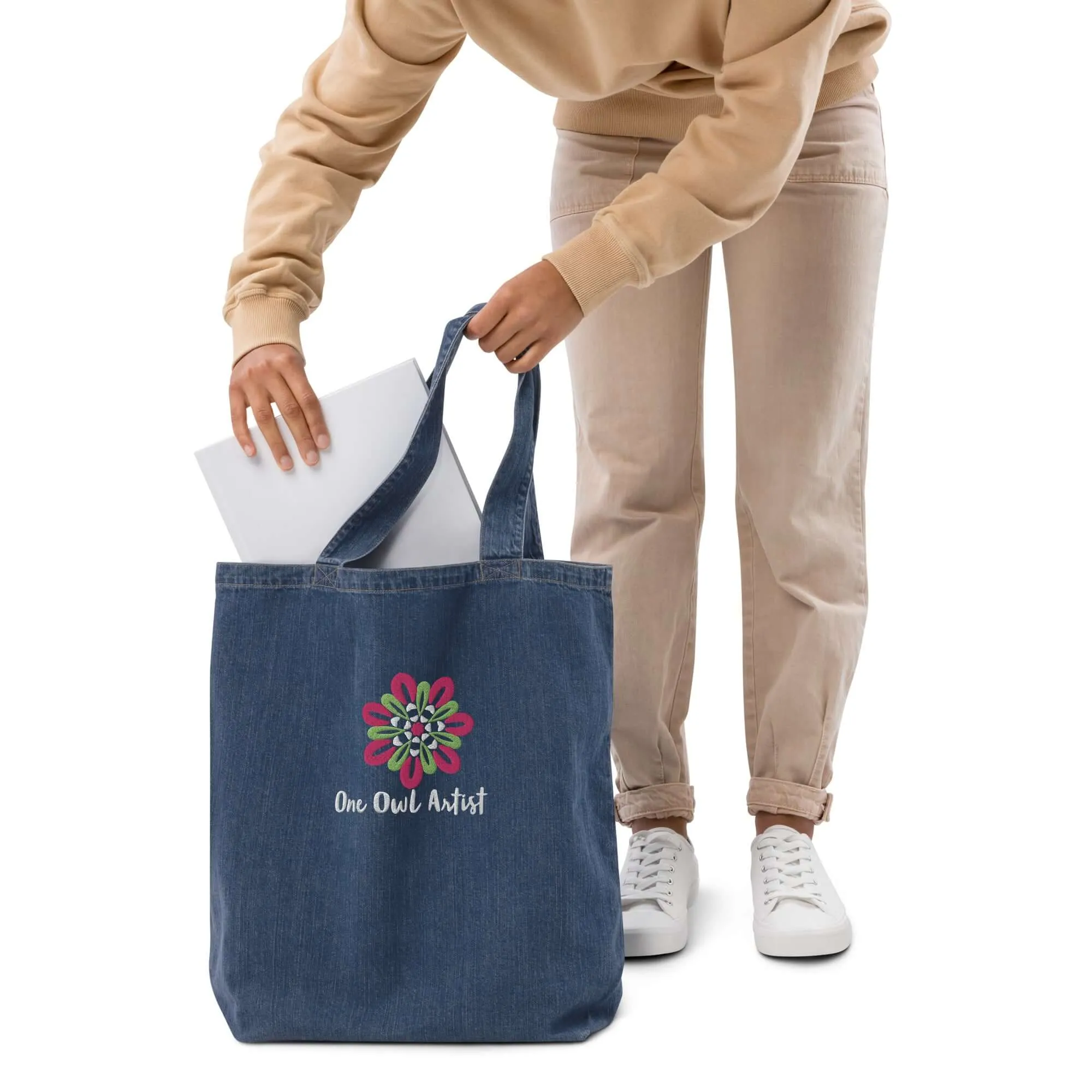 Embroidered Denim Tote Bag (Organic)