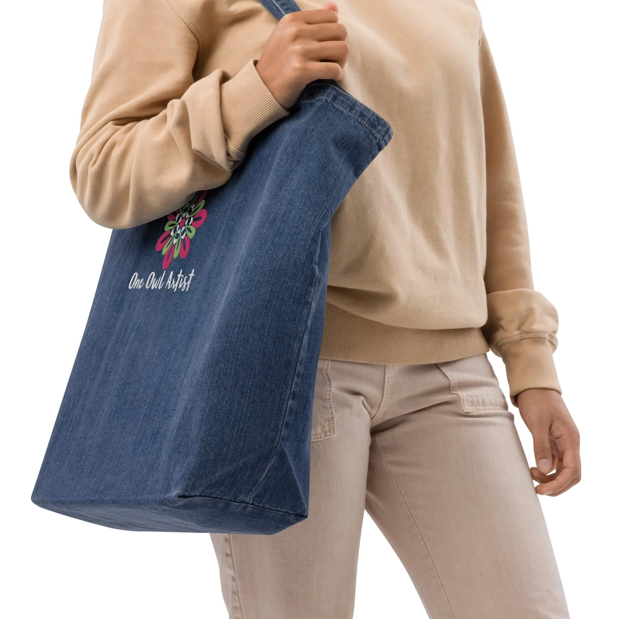 Embroidered Denim Tote Bag (Organic)