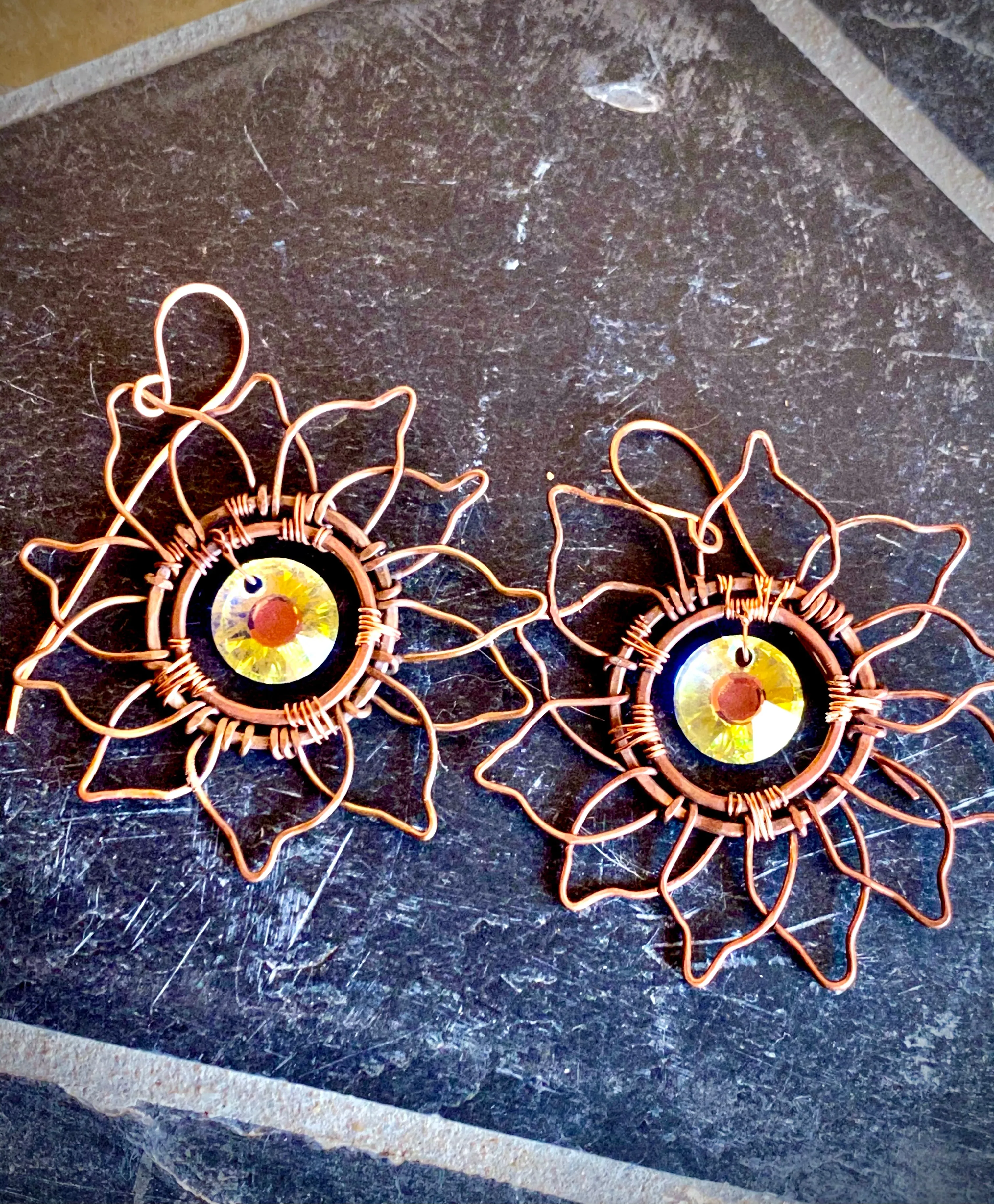 Em'z Blendz Vintage Autumn Sun Earrings | Handcrafted Jewelry