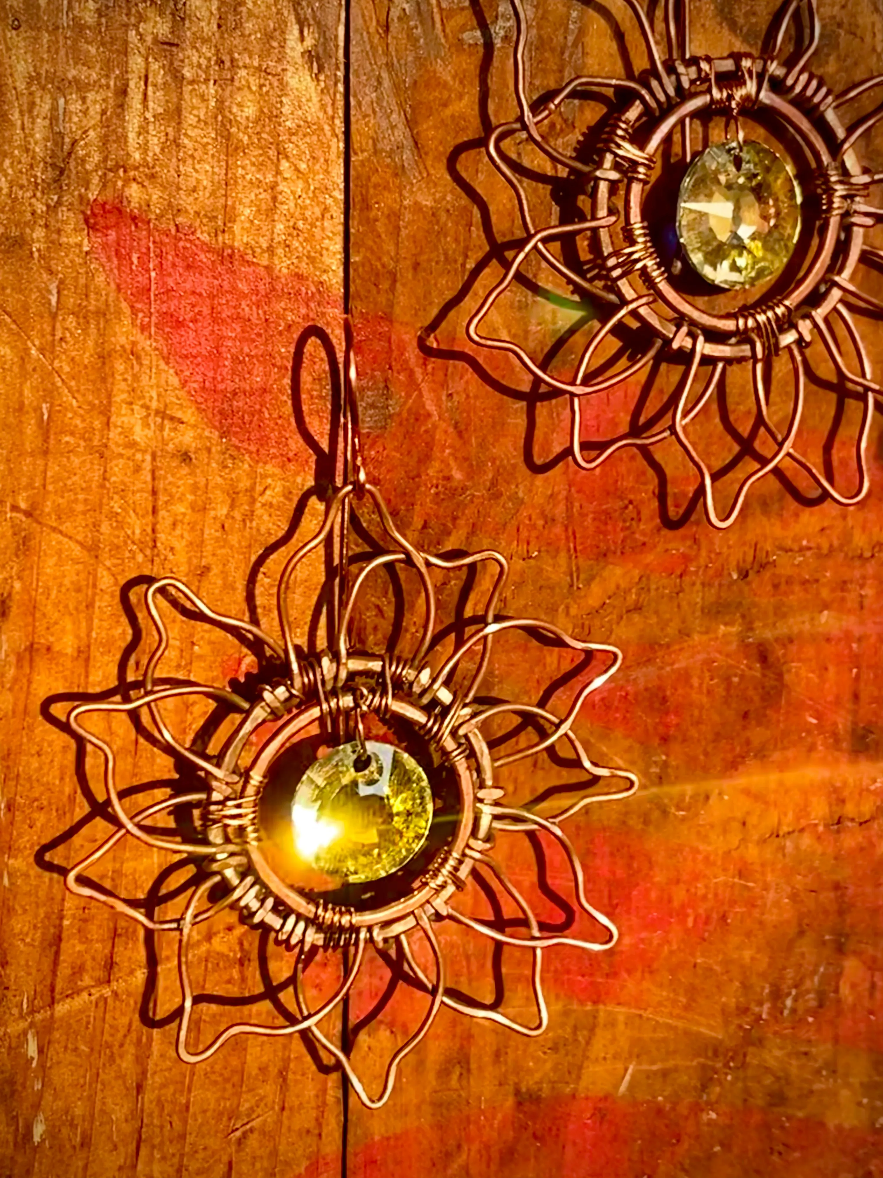 Em'z Blendz Vintage Autumn Sun Earrings | Handcrafted Jewelry