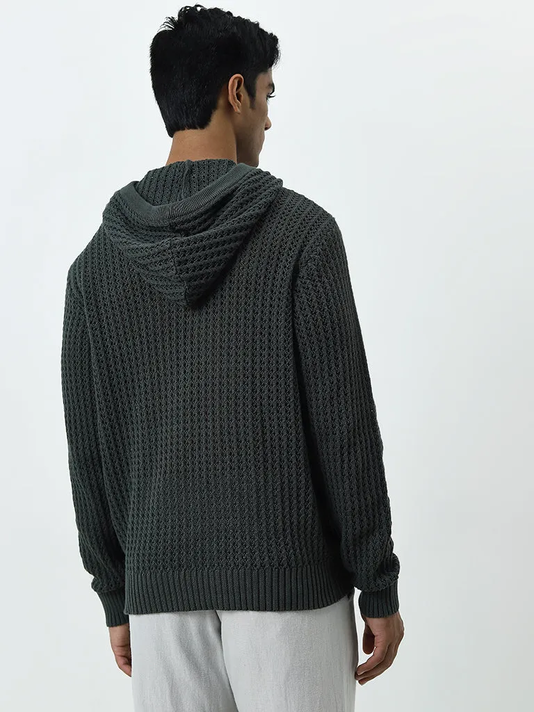 ETA Dark Green Crochet Detailed Relaxed-Fit Sweatshirt